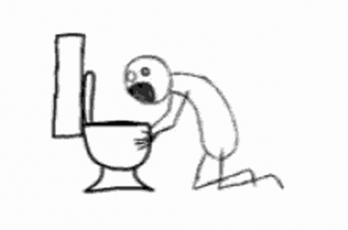 Stickman Throwing Up On Toilet Bowl GIF