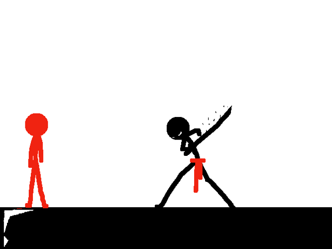 Stickman Uses Sword To Slash Opponent GIF