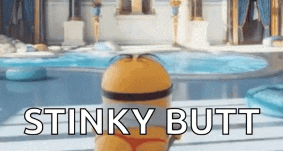 Stinky Butt Minion Walking Out GIF