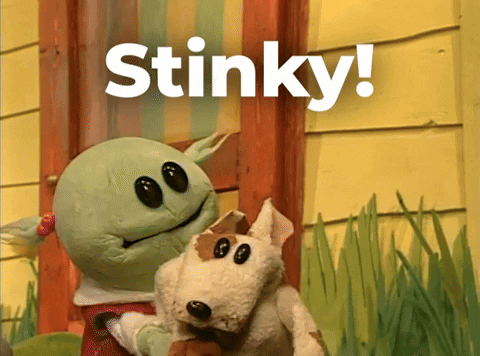 Stinky Dog Bath Time Nanalan Puppet GIF