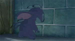 Stitch Crying Banging Head Against Wall GIF