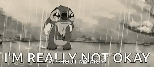 Stitch Crying in the Rain Black and White