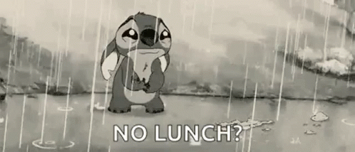 Stitch From Disney 'S Lilo And Stitch Is Standing In The Rain Holding A Sandwich . GIF