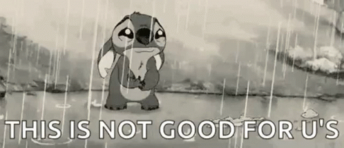 Stitch From Disney 'S Lilo And Stitch Is Standing In The Rain . GIF