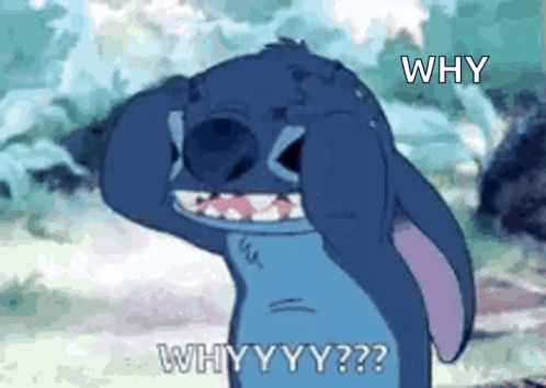 Stitch From Lilo And Stitch Is Covering His Face With His Hands And Asking Why Why Why ? GIF