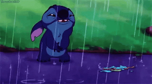 Stitch from Lilo and Stitch Standing in Rain