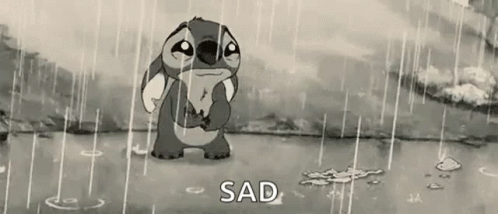 Stitch Hiding Sadness In Rain GIF