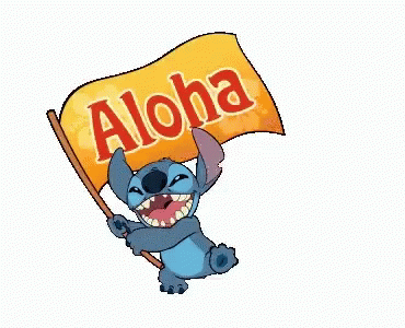 Stitch Holding Aloha Flag
