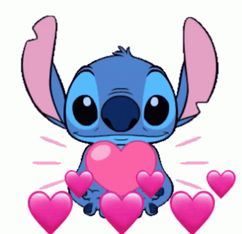Stitch Holding Pink Heart GIF