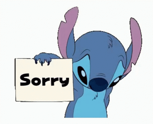 Stitch Holding Sorry Sign