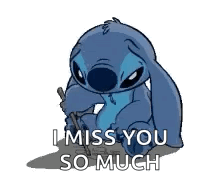 Stitch Holding Stick Saying I Miss You