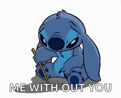 Stitch Holding Stick Says Me With Out You