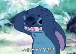 Stitch Is Crying And Covering His Eyes With His Hands . GIF