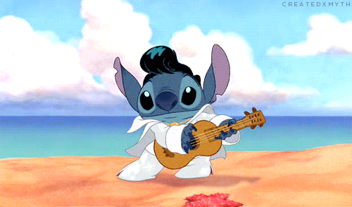 Stitch Love Dressing Up And Guitar GIF