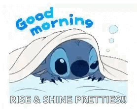 Stitch Peeking Out From Blanket Saying Good Morning