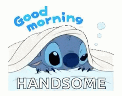 Stitch Peeking Out From Blanket Saying Good Morning