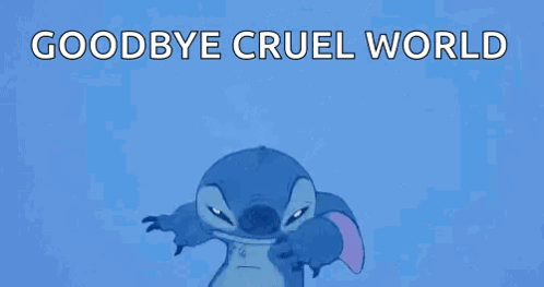 Stitch Screaming Goodbye Cruel World GIF