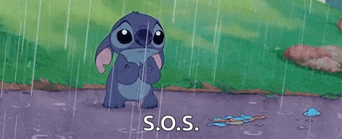 Stitch Standing in Rain Asking for Help
