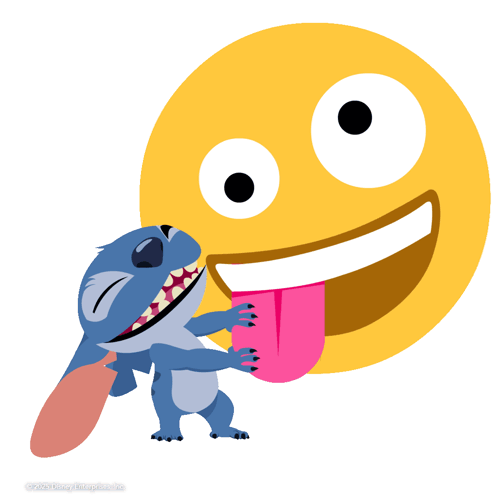 Stitch Sticking Tongue Next to Smiley