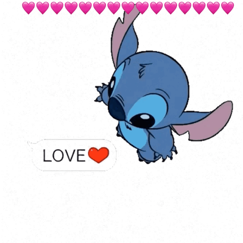 Stitch With Love and Hearts Speech Bubbles