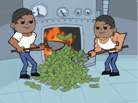 Stock Market Crash Burning Bills GIF