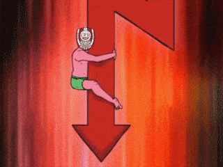 Stock Market Crash Riding Falling Arrow GIF