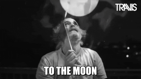 Stock Market Crypto Blockchain Flying Moon GIF