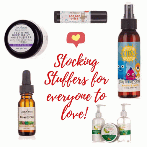Stocking Stuffers For Everyone To Love Is Written In Red On A White Background GIF
