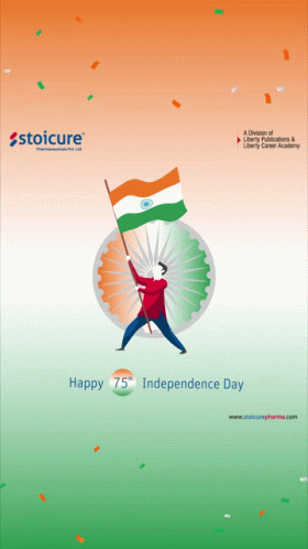 Stoicure Ad Man Holding Indian Flag