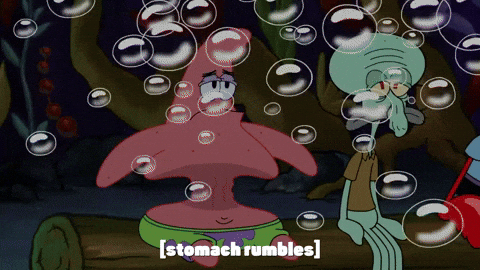 Stomach Growling Patrick Star Squidward Mr Krabs GIF