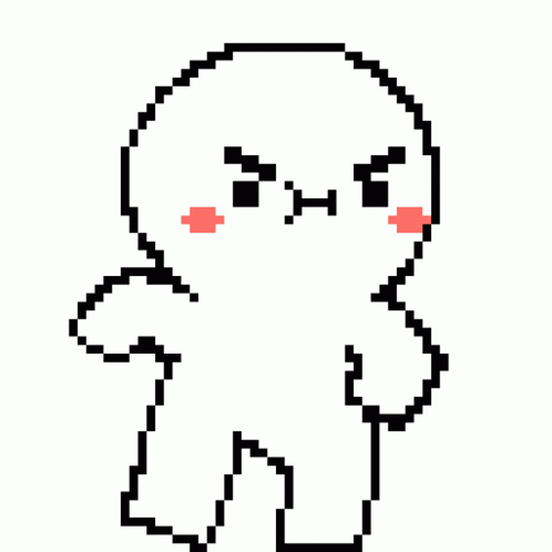 Stomping Pixelated Blushing Man GIF