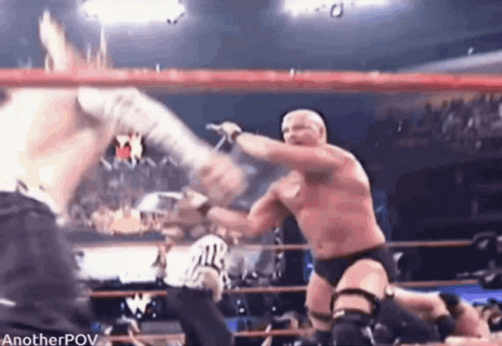 Stone Cold Steve Austin Hitting Jeff Hardy GIF