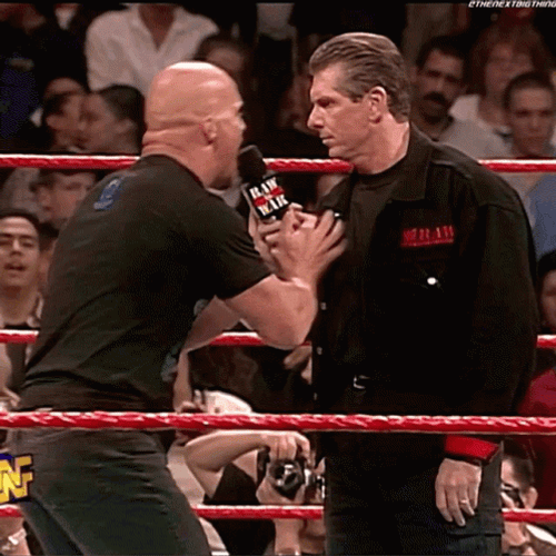 Stone Cold Stunner Shocked Vince McMahon GIF