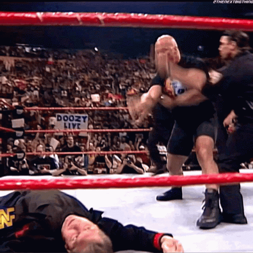 Stone Cold Stunner Steve Austin Taunting Vince McMahon GIF