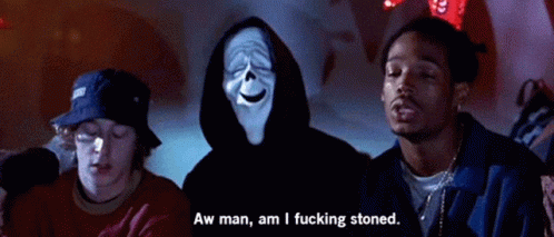 Stoned Ghost Face Tripping GIF