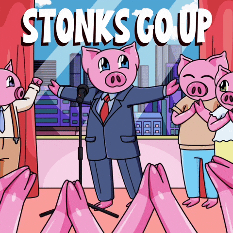 Stonks Go Up Pigs Celebrating GIF
