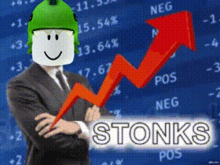 Stonks Human With Roblox Character Head GIF