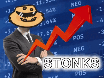 Stonks Human With Solsquatch Head GIF