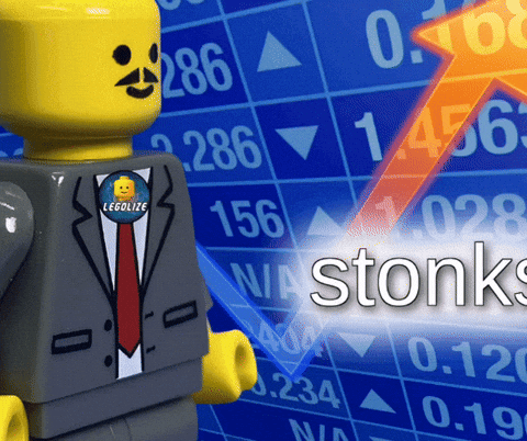 Stonks Lego Man In Gray Suit GIF