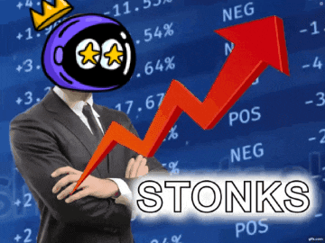 Stonks Man With Purple Robot Head GIF