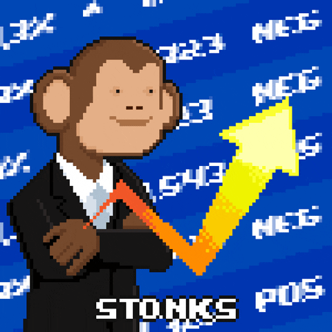 Stonks Monkey In Black Suit GIF