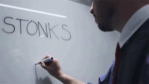 Stonks Written On Whiteboard GIF