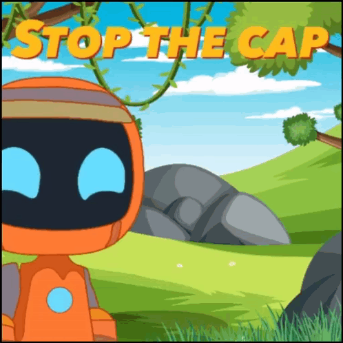 Stop The Cap Animated Orange Robot GIF