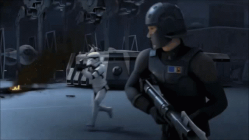Stormtrooper Chased by Soldier With S Badge