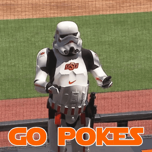 Stormtrooper Saying Go Pokes In Orange Letters GIF