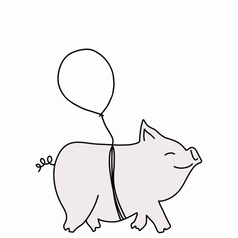 Stout Pig Flies On Balloon Mobile Drawing GIF