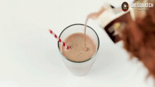 Straw Being Poured Into Bowl Of Chocolate Milkshake GIF