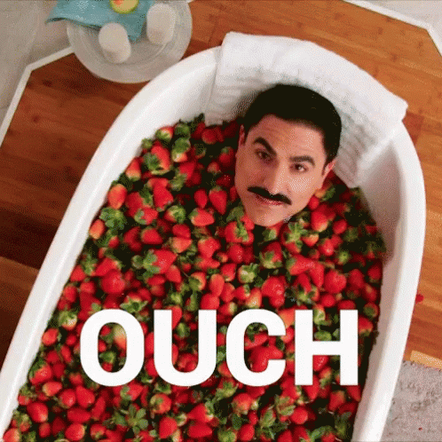 Strawberry Bath Tub Hit Ouch Meme GIF