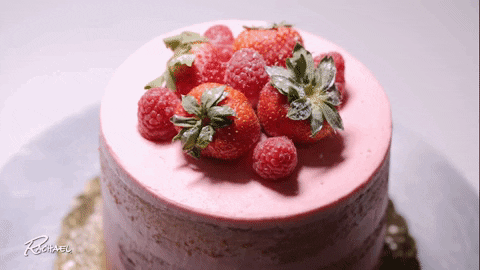 Strawberry Cake Glazing Spin GIF