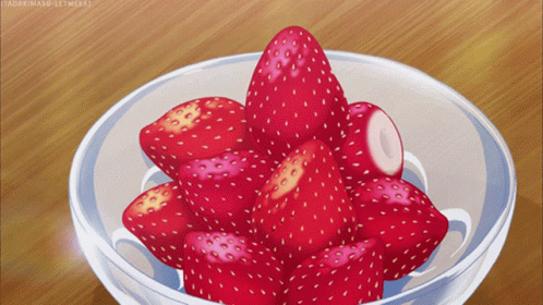 Strawberry Fruit Dessert Anime GIF